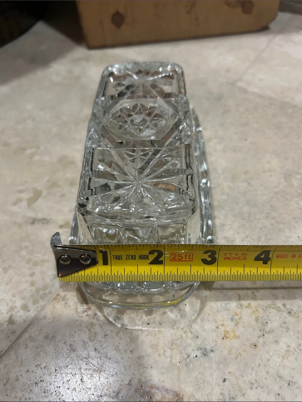 vintage Anchor Hocking (EAPC) Star of David clear glass covered butter dish